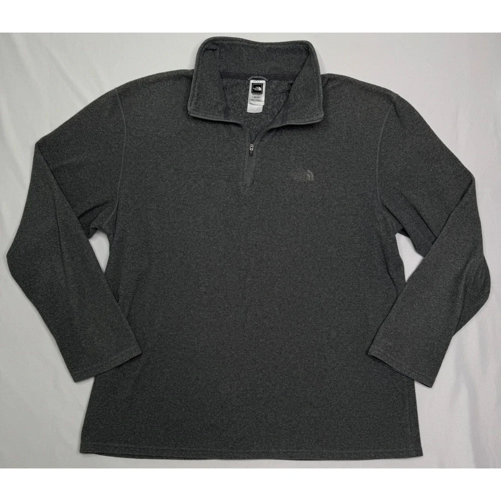 The North Face TKA 100 Glacier 1/4 Zip Fleece Gray Pullover Mens Size XXL